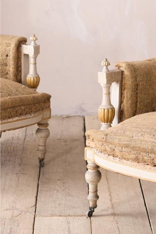 fig 1. Pair of 19th century Painted fishtail armchairs