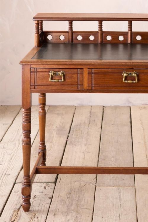 fig 1. 19th century Art Nouveau Secessionist leather and mahogany writing table