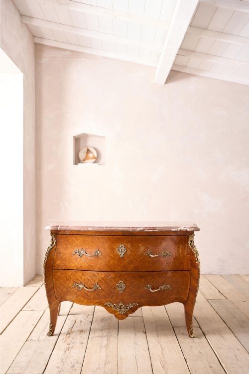 19th Century Red Marble and Kingwood Chest of Drawers