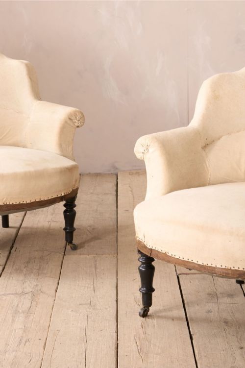 fig 1. Pair of Napoleon III shield back tub chairs