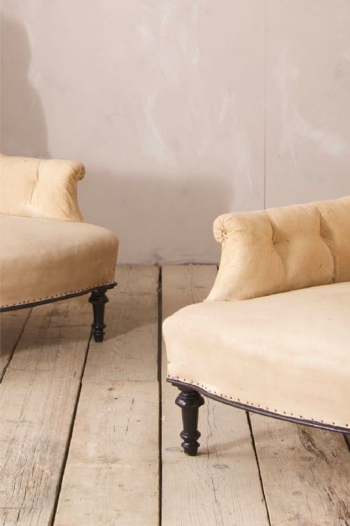 fig 1. Pair of Napoleon III buttoned shield back armchairs