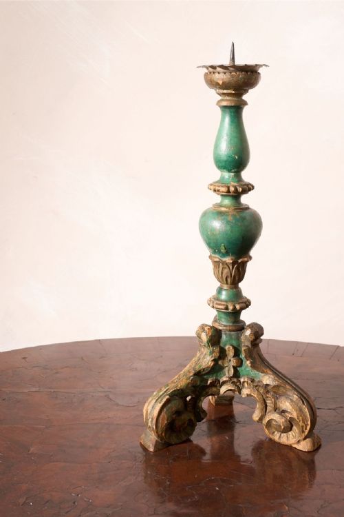 19th Century Green Painted Pricket Candlestick
