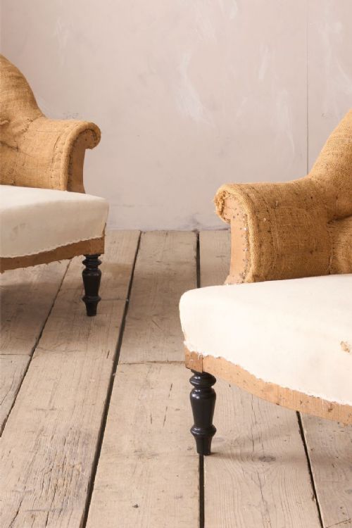 fig 1. Pair of Napoleon III hessian tub chairs