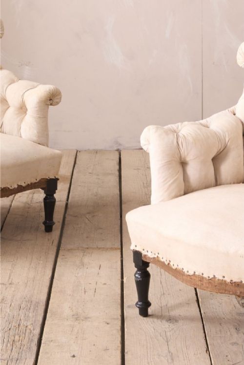 fig 1. Pair of Napoleon III buttoned fishtail armchair