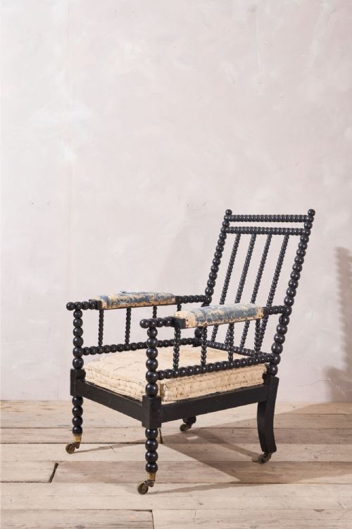 Georgian Period Ebonised Bobbin Library Chair