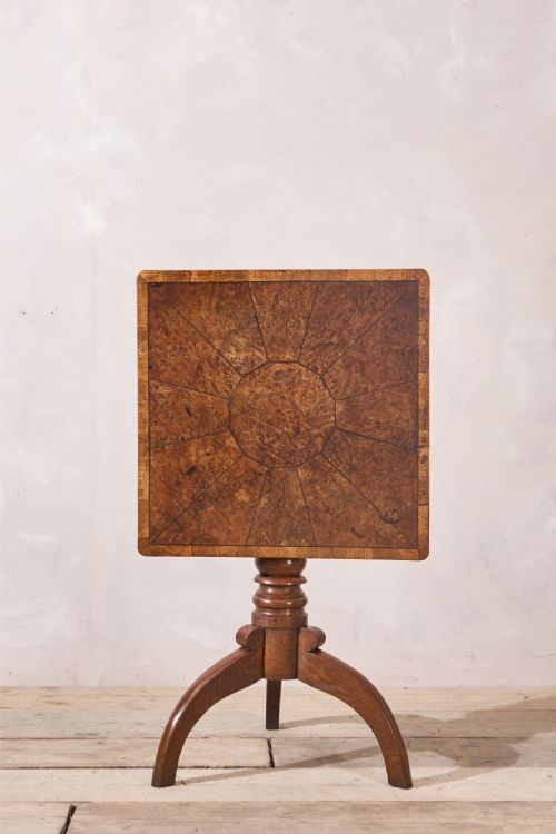 Unusual 18th Century Burr Oak Welsh Tilt Top Table