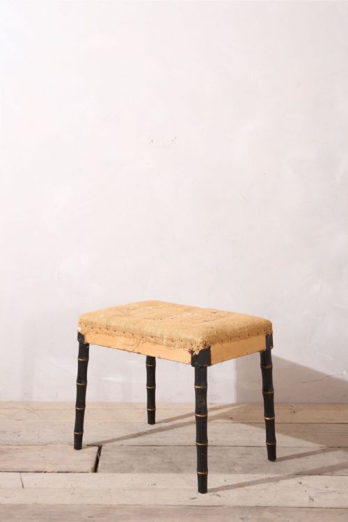 20th Century Ebonised Faux Bamboo Footstool