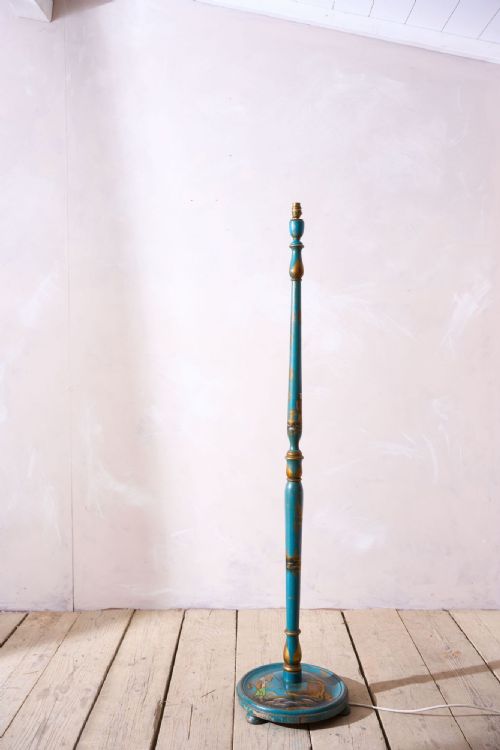 1920'S Blue Lacquer Chinoiserie Floor Lamp