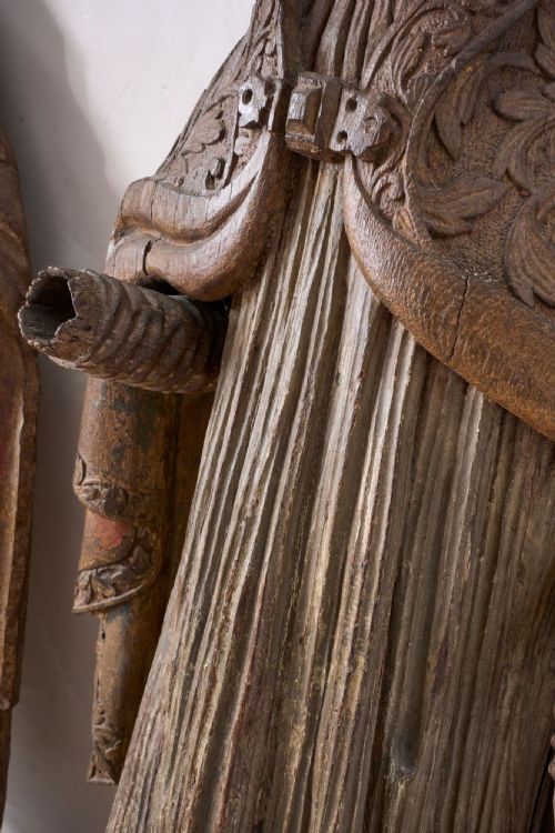 Pair Of 5ft5inch Tall 16th Century Carved Bishops