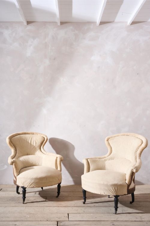 Pair of Napoleon III Piecrust Fishtail Armchairs