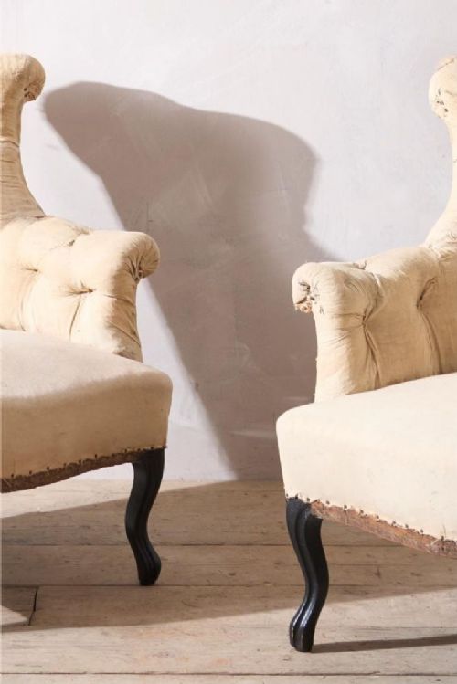 fig 1. Pair of Napoleon III buttoned fishtail armchairs
