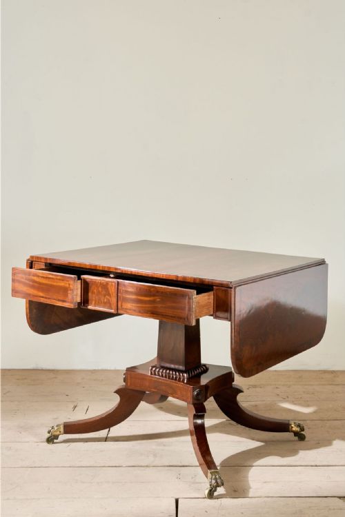 WILLIAM IV FLAME MAHOGANY FOLD DOWN SOFA TABLE - ADDITIONAL PHOTO 2