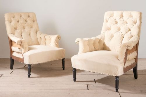 PAIR OF NAPOLEON III BUTTONED SQUARE BACK ARMCHAIRS - ADDITIONAL PHOTO 2