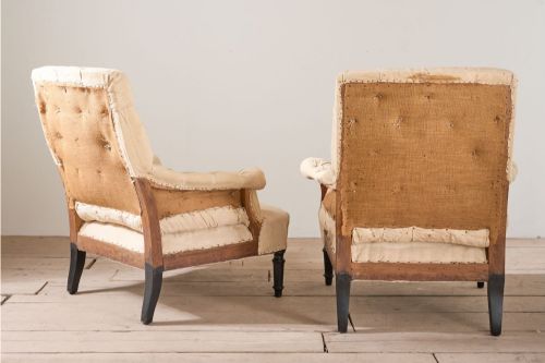 PAIR OF NAPOLEON III BUTTONED SQUARE BACK ARMCHAIRS - ADDITIONAL PHOTO 4