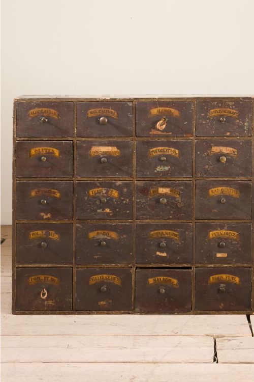 fig 1. Georgian period Chemist Apothecary drawers - No1