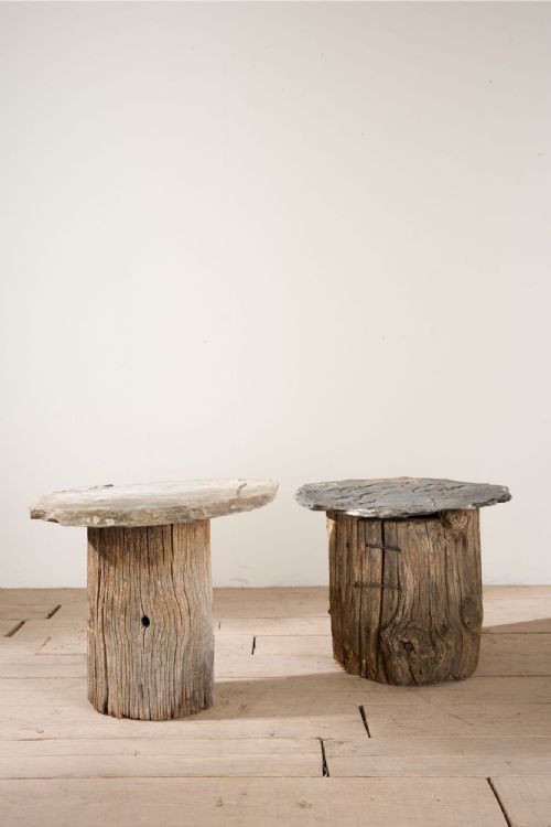 Pair of 19th Century Rustic Slate Side Tables