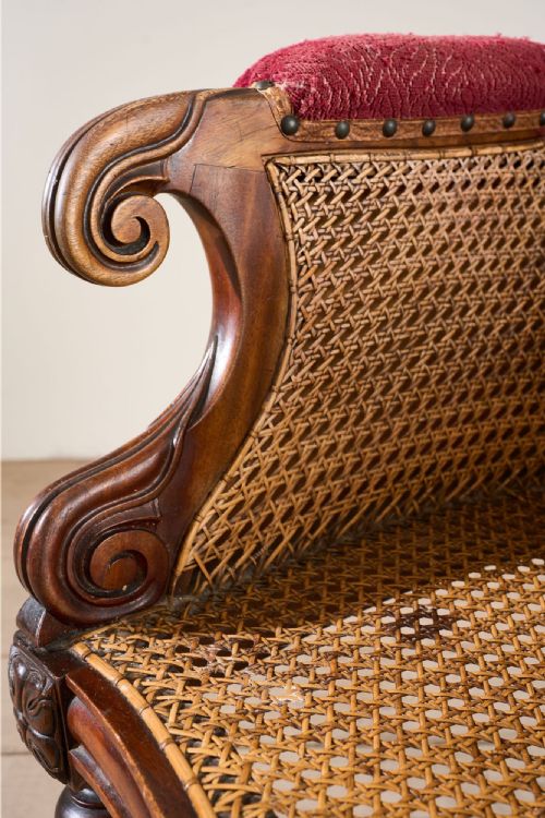 VICTORIAN CANE SEATED COUNTRY HOUSE LIBRARY CHAIR - ADDITIONAL PHOTO 5