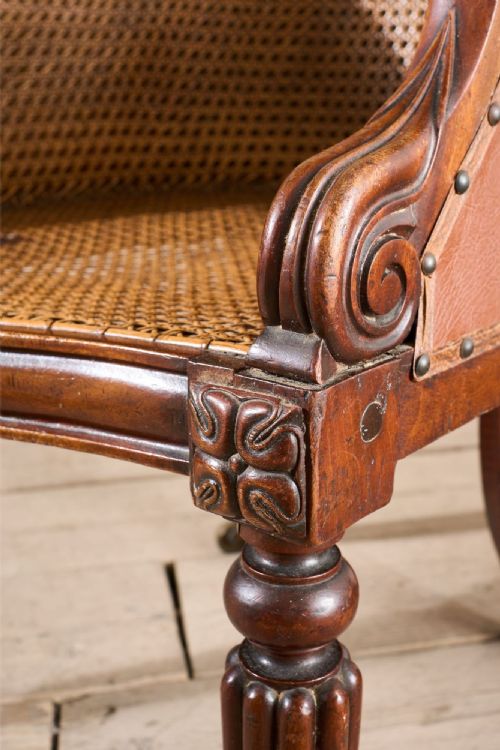 VICTORIAN CANE SEATED COUNTRY HOUSE LIBRARY CHAIR - ADDITIONAL PHOTO 7