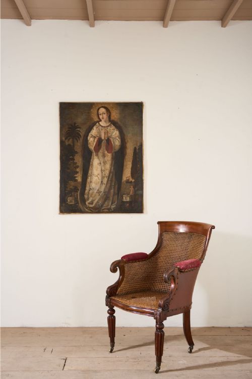 VICTORIAN CANE SEATED COUNTRY HOUSE LIBRARY CHAIR - ADDITIONAL PHOTO 9