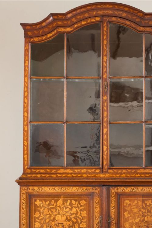 fig 1. 18th Century Marquetry inlaid Dutch glazed cabinet