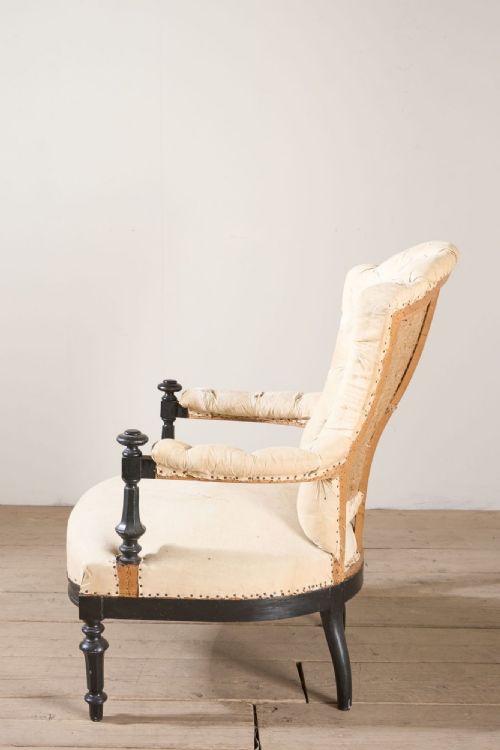 NAPOLEON III BUTTONED BACK OPEN ARMCHAIR - ADDITIONAL PHOTO 3