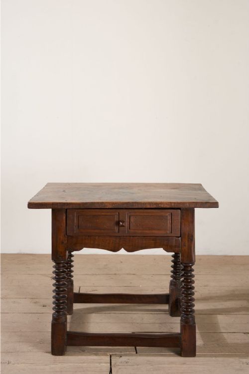 18th Century Spanish Walnut Side Table with Bobbin Legs