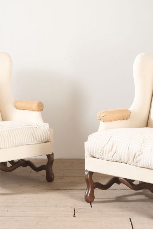 fig 1. Pair of Early 20th century Os De Mouton wingback armchairs