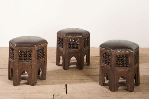 SET OF 3 19TH CENTURY MOORISH STOOLS BY LIBERTY - ADDITIONAL PHOTO 2