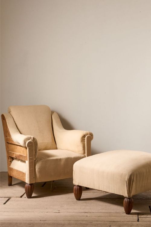 fig 1. Pair of Art Deco club chairs with matching stool