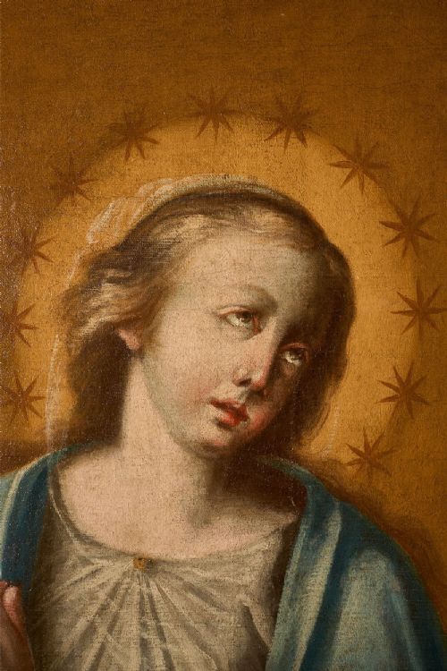 VERY LARGE 17TH CENTURY OIL ON CANVAS PAINTING OF THE 'IMMACULATE CONCEPTION' - ADDITIONAL PHOTO 2