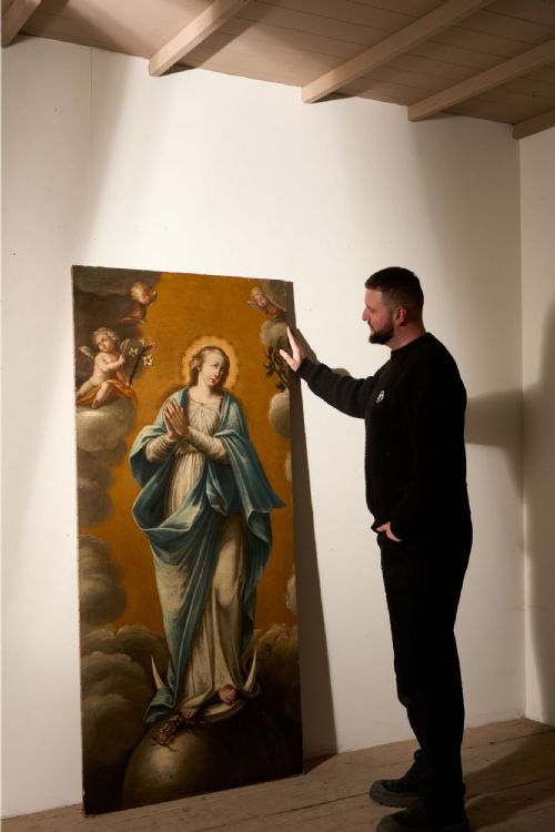 VERY LARGE 17TH CENTURY OIL ON CANVAS PAINTING OF THE 'IMMACULATE CONCEPTION' - ADDITIONAL PHOTO 3