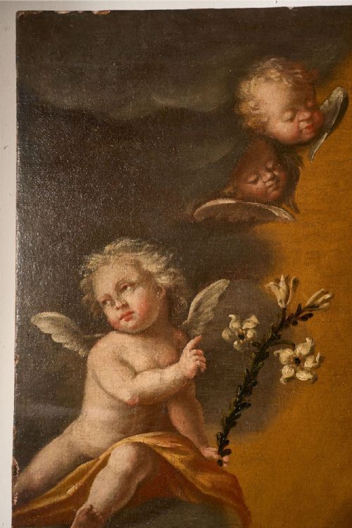 VERY LARGE 17TH CENTURY OIL ON CANVAS PAINTING OF THE 'IMMACULATE CONCEPTION' - ADDITIONAL PHOTO 4