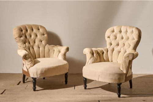 PAIR OF NAPOLEON III BUTTONED SPOON BACK ARMCHAIRS - ADDITIONAL PHOTO 2