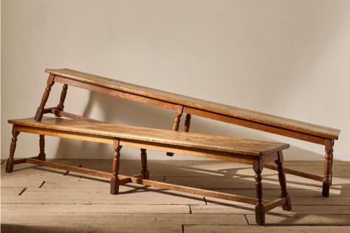 PAIR OF 19TH CENTURY ENGLISH OAK BENCHES - ADDITIONAL PHOTO 2