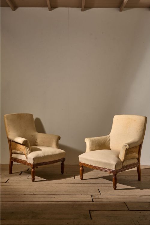 Pair of 19th Century French Square Back Armchairs