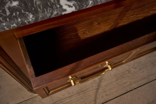 19TH CENTURY MAHOGANY AND GREY MARBLE FRENCH CHEST OF DRAWERS - ADDITIONAL PHOTO 8