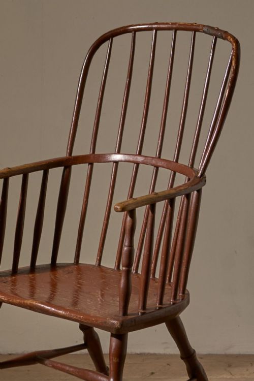 18TH CENTURY ORIGINAL BROWN PAINTED HOOP BACK WINDSOR CHAIR - ADDITIONAL PHOTO 2