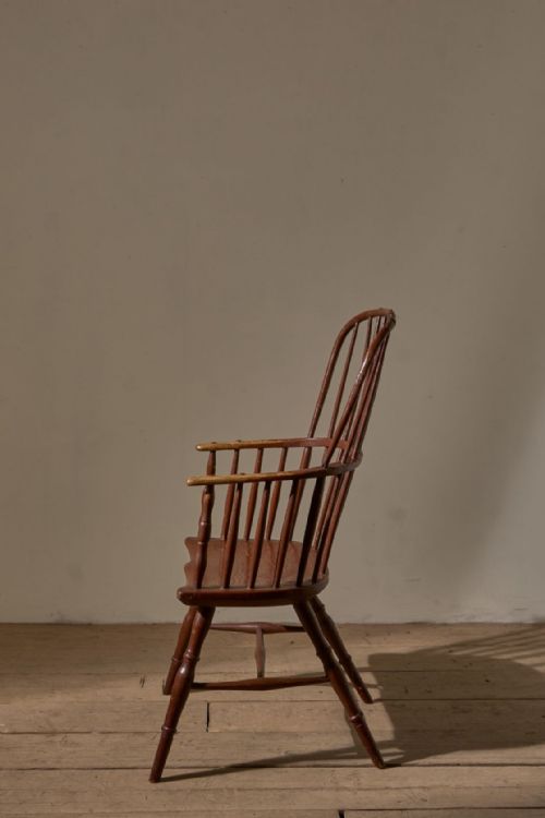 18TH CENTURY ORIGINAL BROWN PAINTED HOOP BACK WINDSOR CHAIR - ADDITIONAL PHOTO 3