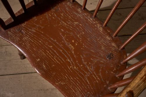 18TH CENTURY ORIGINAL BROWN PAINTED HOOP BACK WINDSOR CHAIR - ADDITIONAL PHOTO 5