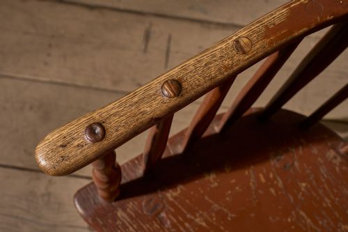 18TH CENTURY ORIGINAL BROWN PAINTED HOOP BACK WINDSOR CHAIR - ADDITIONAL PHOTO 6