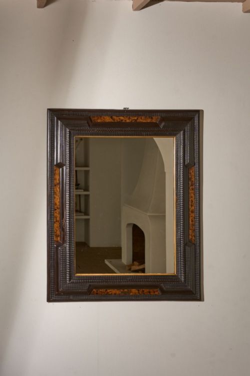 LARGE 19TH CENTURY ITALIAN EBONISED AND FAUX TORTOISESHELL MIRROR NO2