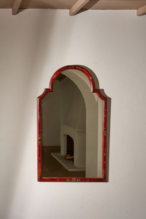 Early 20th Century Large Red Lacquered Chinoiserie Mirror