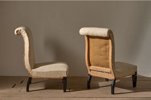 PAIR OF ART DECO SCROLL BACK SLIPPER CHAIRS - ADDITIONAL PHOTO 3