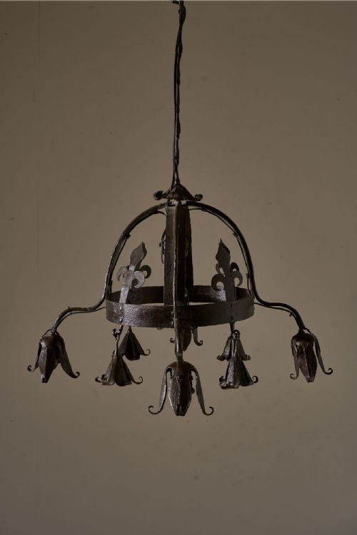 EARLY 20TH CENTURY ESTATE MADE BLACKSMITH HANGING LIGHT
