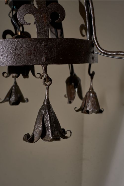 EARLY 20TH CENTURY ESTATE MADE BLACKSMITH HANGING LIGHT - ADDITIONAL PHOTO 1