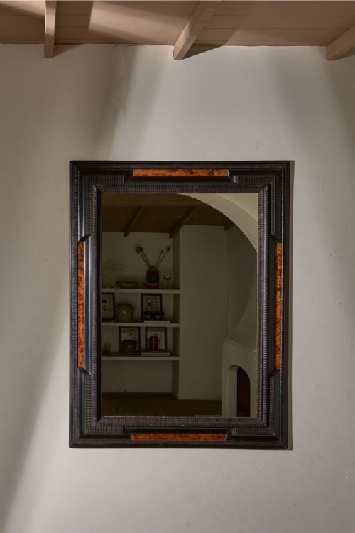 LARGE 19TH CENTURY ITALIAN EBONISED AND FAUX TORTOISESHELL MIRROR NO6