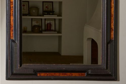 LARGE 19TH CENTURY ITALIAN EBONISED AND FAUX TORTOISESHELL MIRROR NO6 - ADDITIONAL PHOTO 2