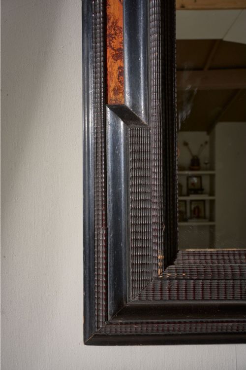 LARGE 19TH CENTURY ITALIAN EBONISED AND FAUX TORTOISESHELL MIRROR NO6 - ADDITIONAL PHOTO 3