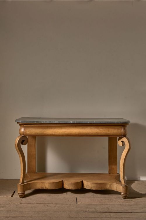 Large 19th Century Walnut and Grey Marble Console Table