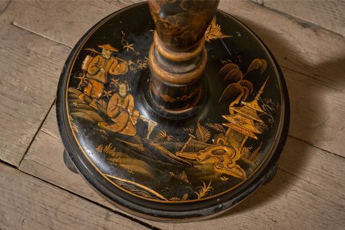 C1920 BLACK LACQUERED CHINOISERIE FLOOR LAMP - ADDITIONAL PHOTO 3